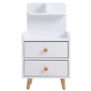 Livingandhome Wooden 2-Drawer Bedside Table Nightstand with a Shelf and Wooden Legs