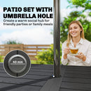 Outsunny Garden Dining Set with Umbrella Hole for 6 People, Black