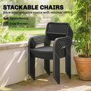 Outsunny Garden Dining Set with Umbrella Hole for 6 People, Black