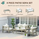 Outsunny 4 PCs Aluminium Garden Furniture Set W/ Thick Padded Cushion