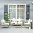 Outsunny 4 PCs Aluminium Garden Furniture Set W/ Thick Padded Cushion