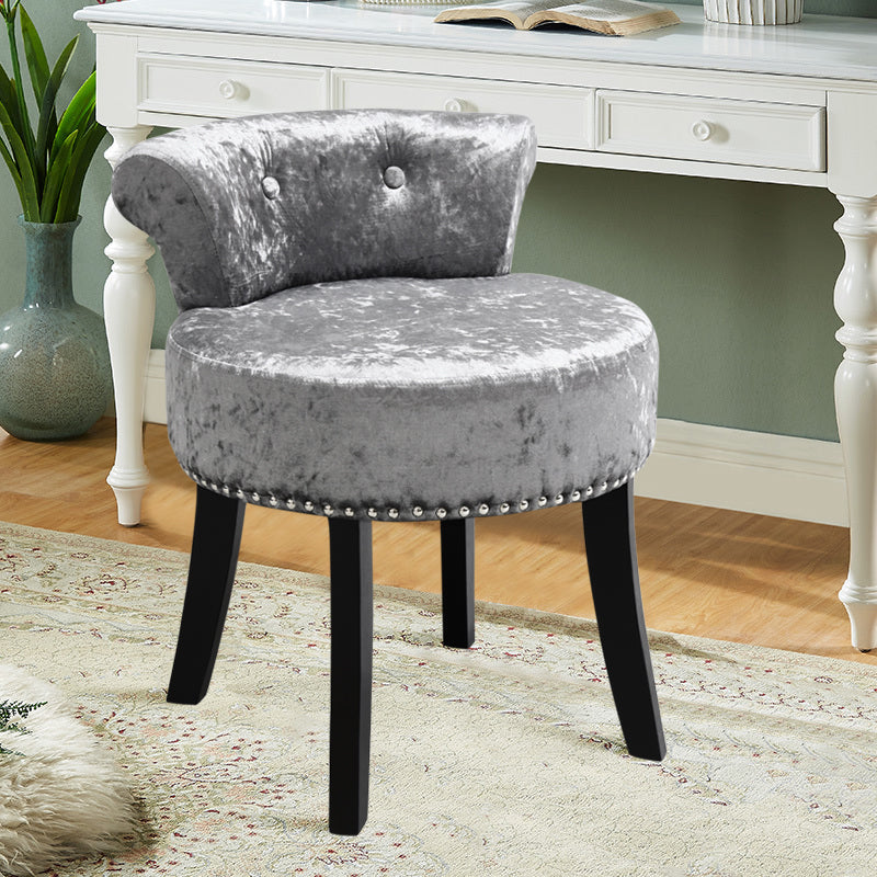 Livingandhome Ice Velvet Upholstered Dressing Stool