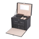 Sheonly Large Multi Tier Faux Leather Jewellery Storage Box with Handle