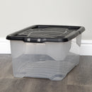 42L Clear Storage Box with Black Lid, Stackable and Nestable Design Storage Solution