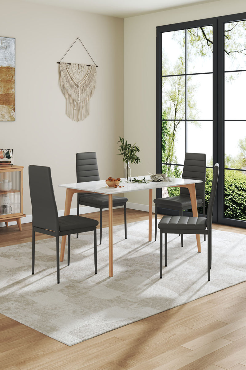 Livingandhome Set of 4 Modern Faux Leather Armless High Back Dining Chairs