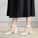 Comfortable Closed Toe Block Heels Pumps
