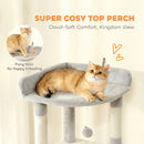 PawHut 170 Cm Cat Tree, Large Cat Tower With 7 Scratching Posts, Light Grey