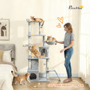 PawHut 170 Cm Cat Tree, Large Cat Tower With 7 Scratching Posts, Light Grey