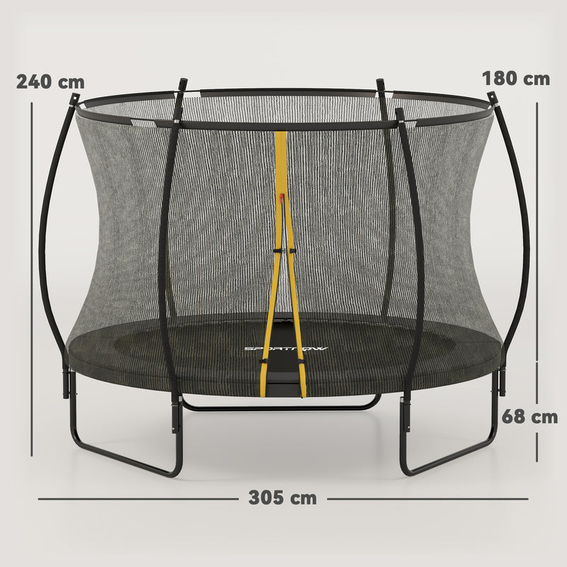 SPORTNOW 10ft Trampoline with Enclosure Net and Spring Cover, Black