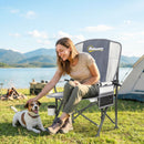 Outsunny Camping Chair Padded with Side Pocket Light Grey