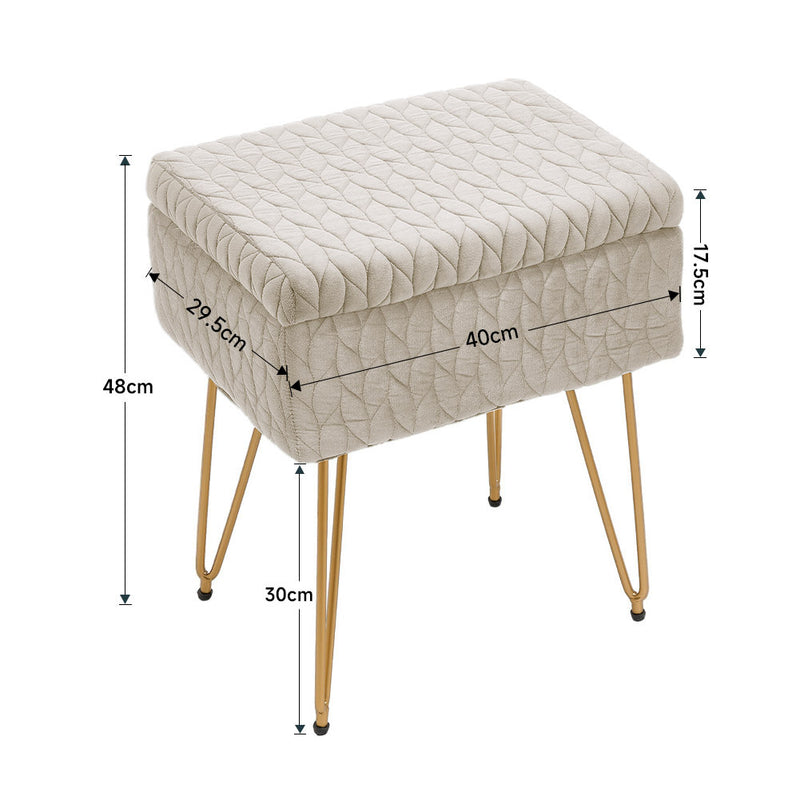 Livingandhome Rectangle Upholstered Storage Ottoman Vanity Stool