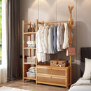 Livingandhome 101cm Multi-functional Wooden Coat Rack with Storage Drawers