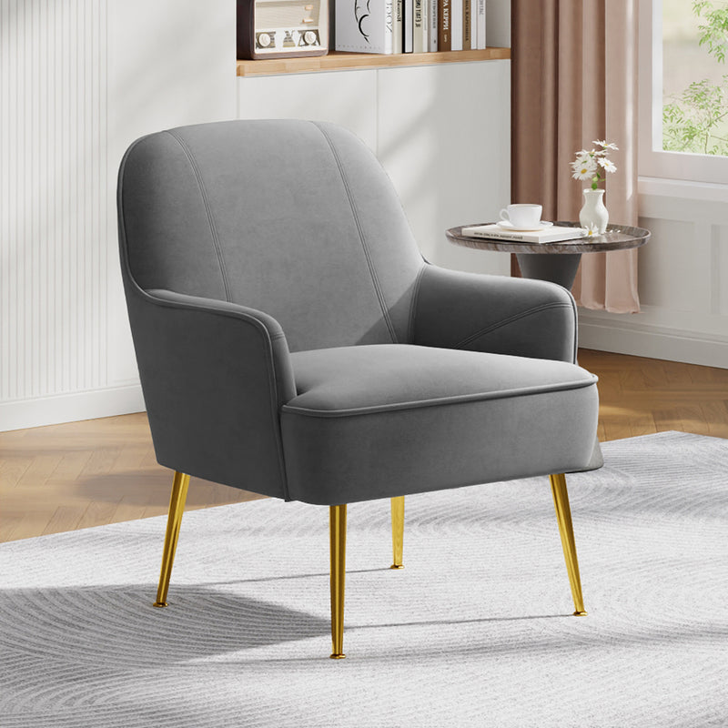 Livingandhome Contemporary Upholstered Comfy Armchair with Gold-Plated Feet