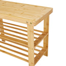 Livingandhome 2-Tier Bamboo Shoe Bench Shoe Rack Storage Organizer