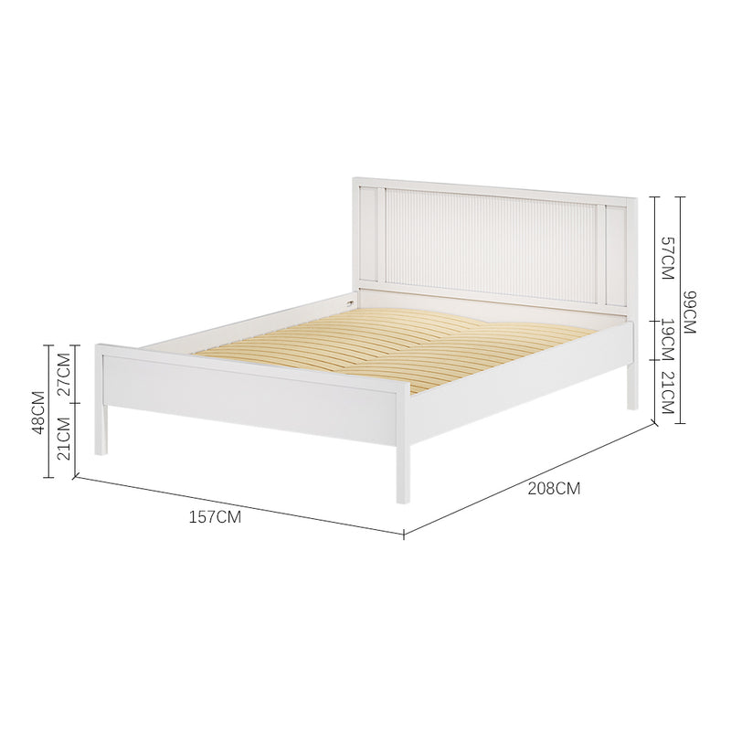 Livingandhome White Slatted Wooden Bed Frame