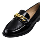 Casual Closed Toe Slip-on Chain Loafers with Low Heel