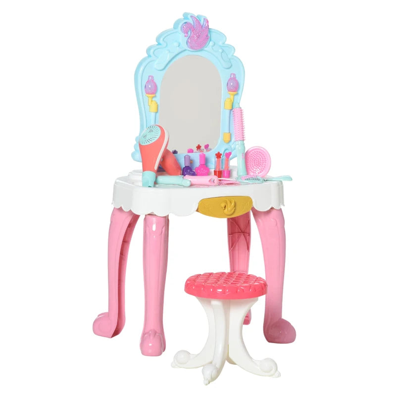HOMCOM Dressing Table Set with Accessories - Pink