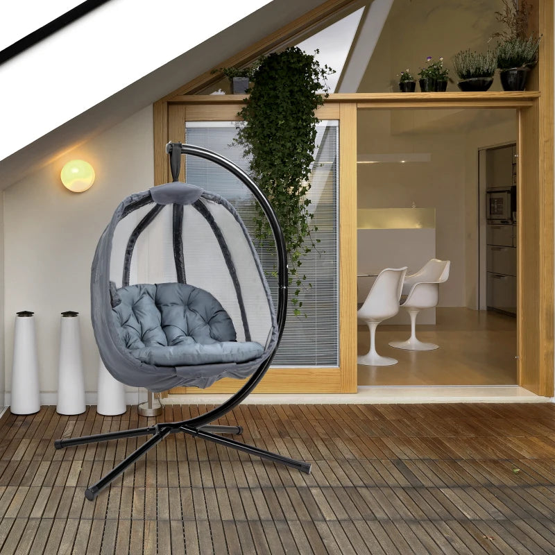 Outsunny Hanging Egg Chair -  Grey