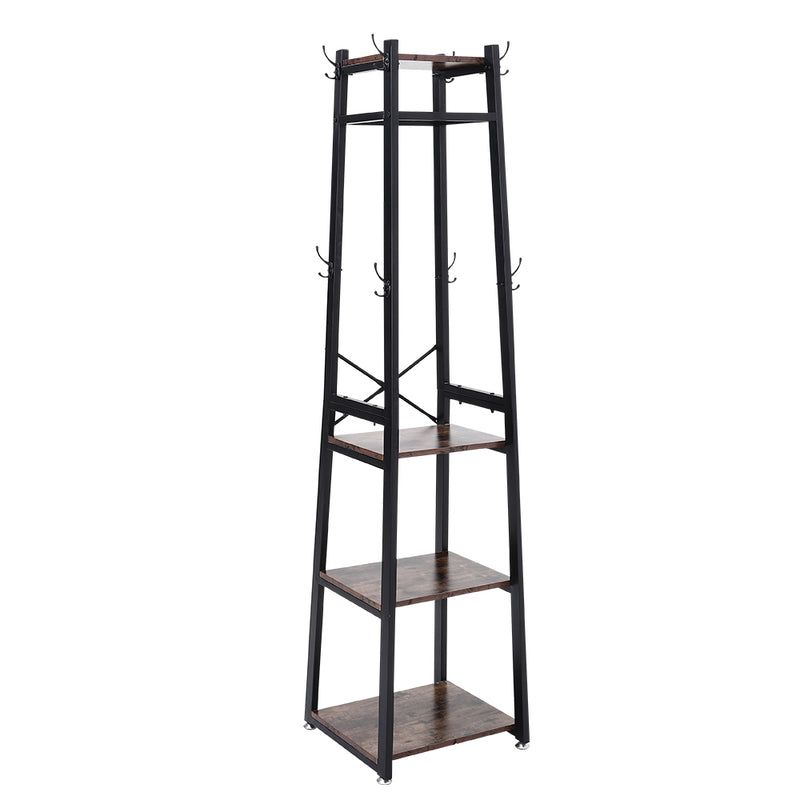 Livingandhome Industrial Style Clothing Rack with 4 Tiers of Shelves