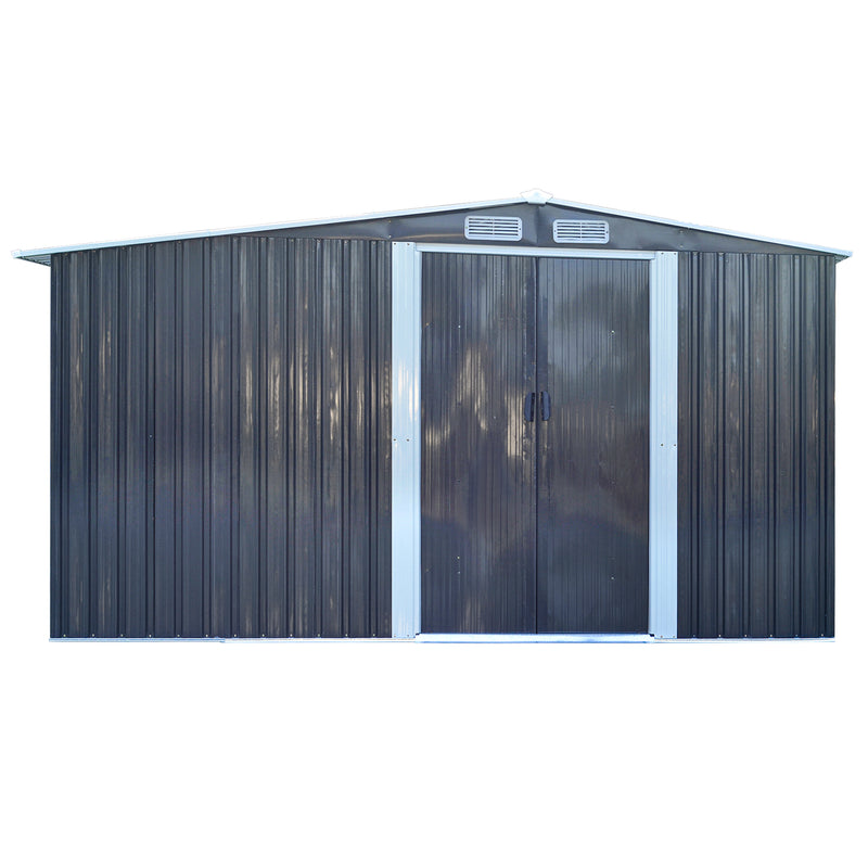 Livingandhome Garden Metal Storage Shed With Log Storage