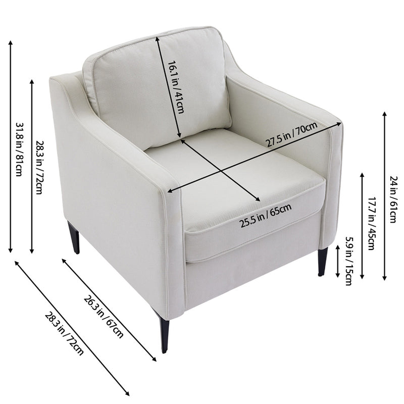 Livingandhome Beige White Fleece Sofa Chair