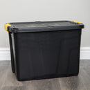 60L Heavy Duty Lockable & Stackable Storage Tub Chest with Clips in Black