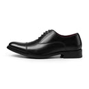 Low-Top Lace-Up Leather Dress Shoes With Pointed Toe - Black