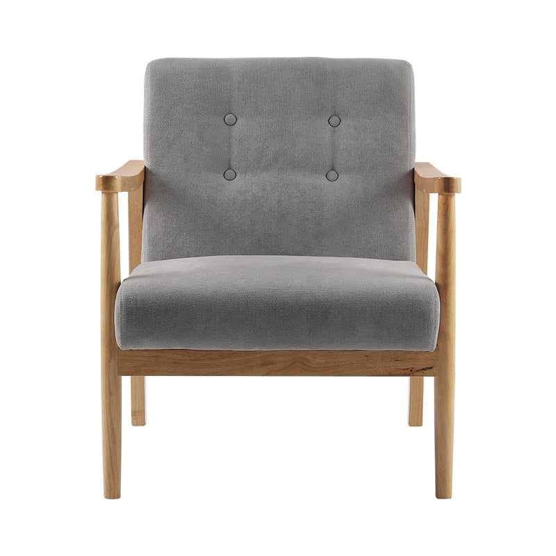 Livingandhome Grey Fabric Armchair with Wooden Frame