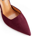 Pointed Toe High Block Heel Close Toe Shoes - Red