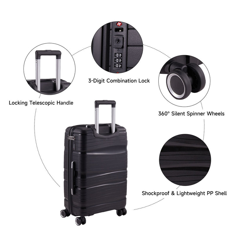 Livingandhome 4PCS Lockable Travel Suitcase Set