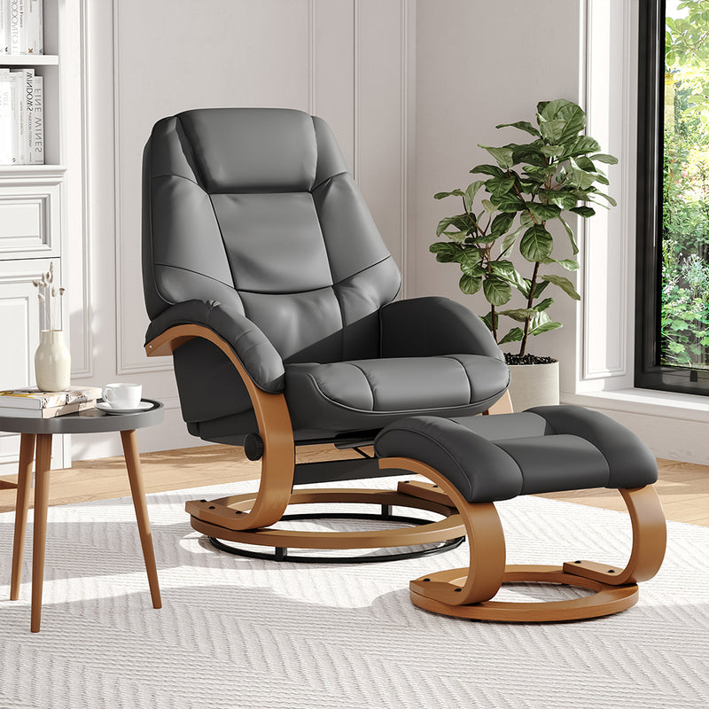 Livingandhome Ergonomic Executive Office Reclining Chair with Footstool