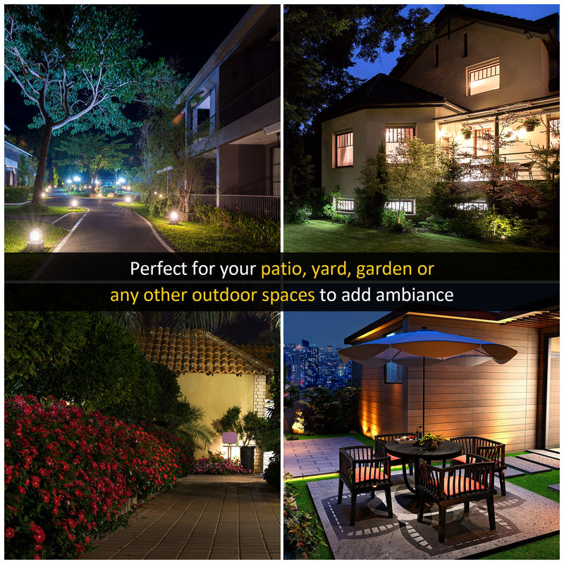 Outsunny Garden Lamp Post Light, IP44 Outdoor LED Solar Powered Lantern Lamp with Aluminium Frame for Patio, Pathway and Walkway, Black