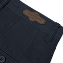 Navy Blue Cotton Twill Straight Leg Trousers