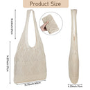 Modishion Almond Beige Knitted Shoulder Bag Hollow Tote Bag Handbag