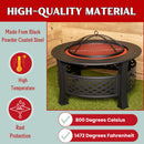 Samuel Alexander 80x58cm Black Steel Garden Patio Firepit Heater BBQ with Cover