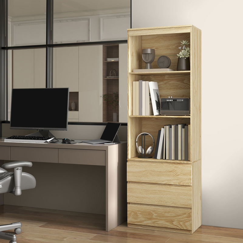 HOMCOM 180cm Tall Bookshelf Free Standing Storage Shelf Unit With Storage White And Oak