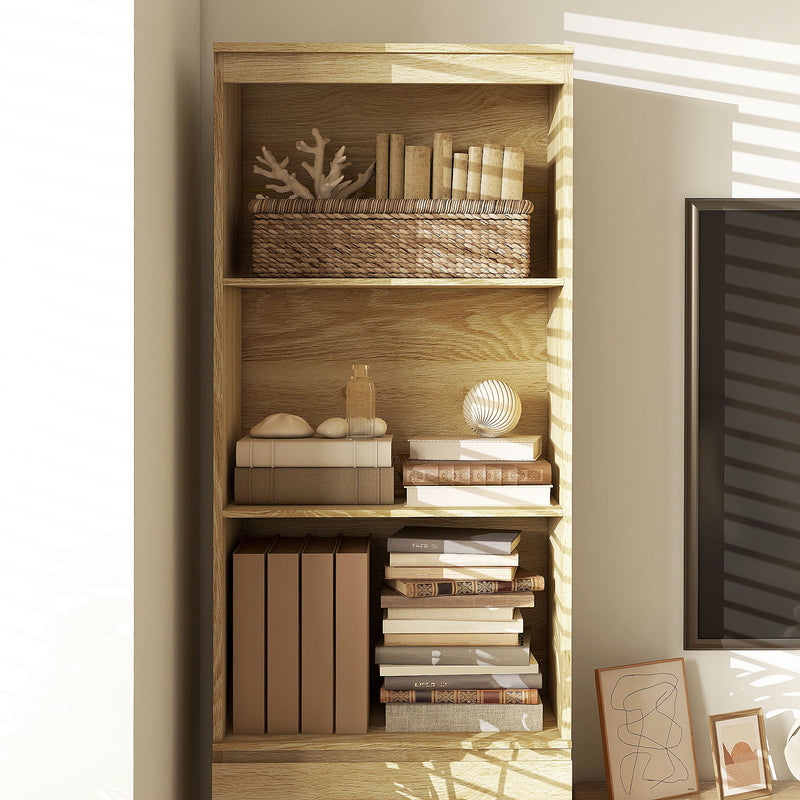 HOMCOM 180cm Tall Bookshelf Free Standing Storage Shelf Unit With Storage White And Oak