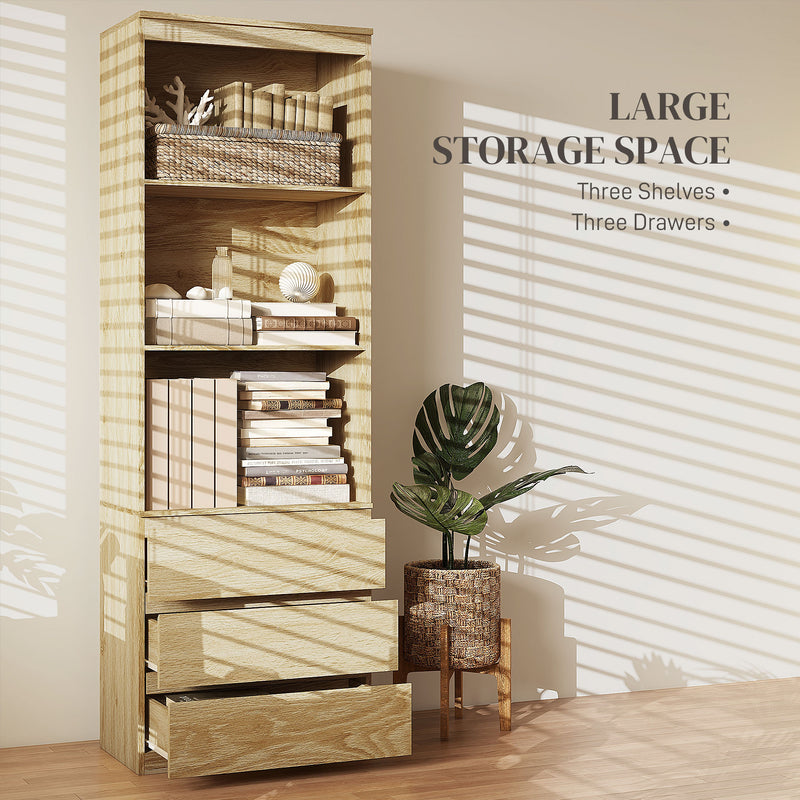 HOMCOM 180cm Tall Bookshelf Free Standing Storage Shelf Unit With Storage White And Oak