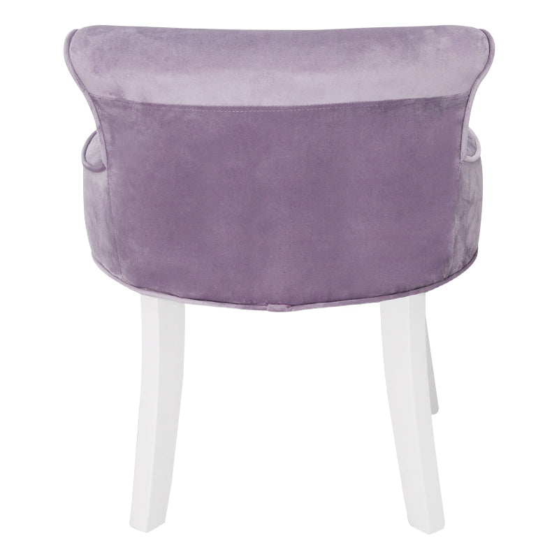 Livingandhome Upholstered Velvet Vanity Dressing Table Stool with Low Backrest