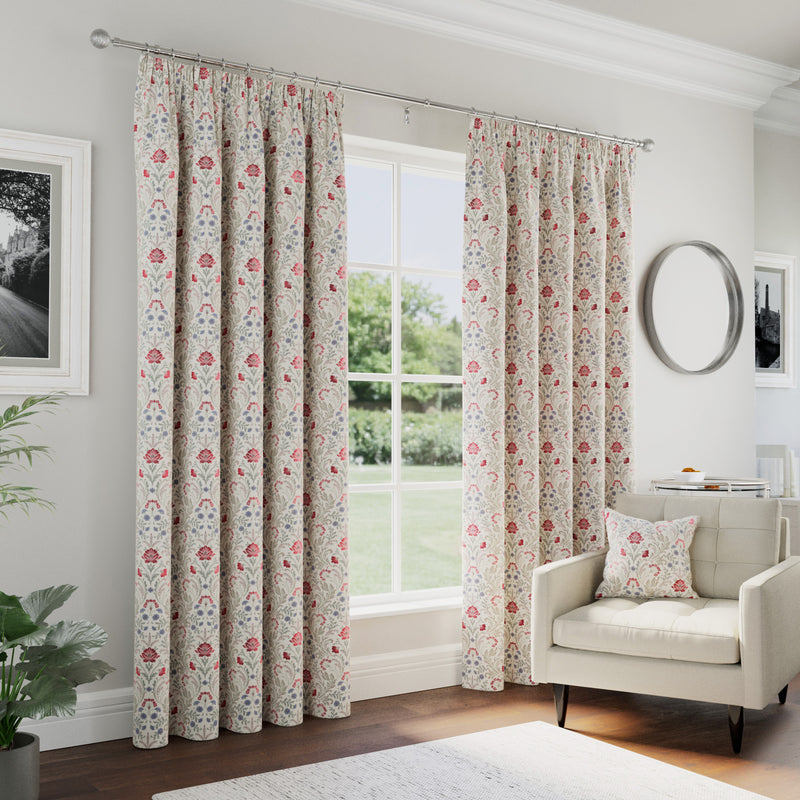 Enhanced Living Red Floral, 100% Blackout, Thermal Curtains with Tape Top Header - Pair