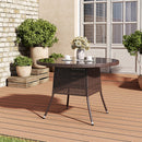 Garden Sanctuary Garden Wicker Tempered Glass Table with Parasol Hole