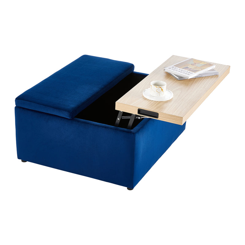 Livingandhome Velvet Storage Stool with Side Table