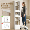HOMCOM Bookcase Tall Narrow with 5 Tiers Drawers White Wood Effect