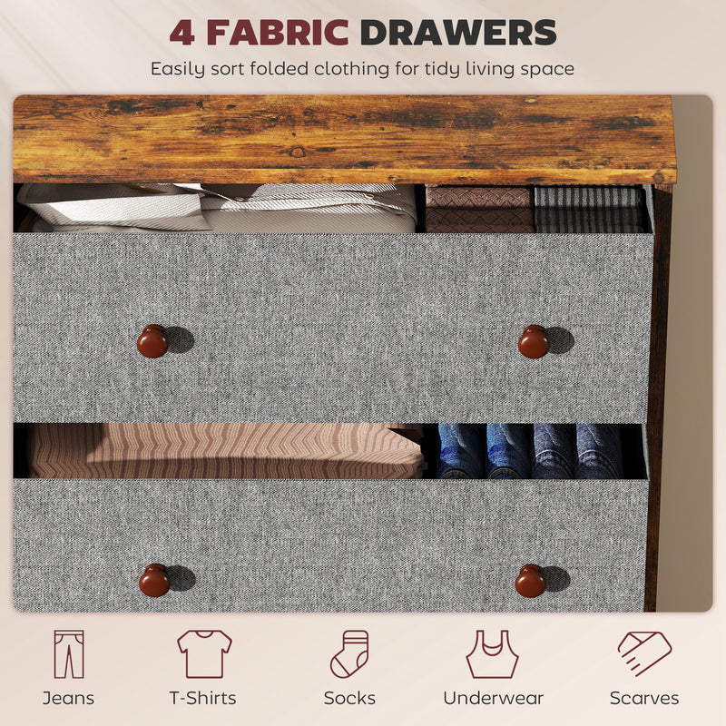 HOMCOM Chest of Drawers, 4 Drawer Dresser for Bedroom