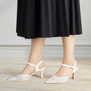 Elegant Slingback Stiletto Heels - White