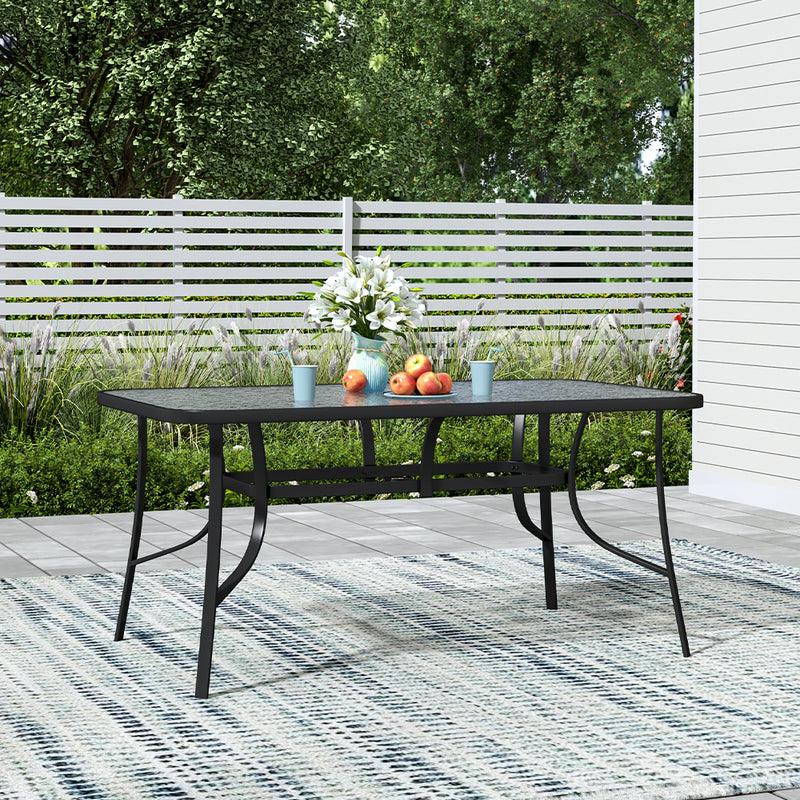 Livingandhome Tempered Glass Outdoor Coffee Table With Parasol Hole