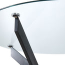 Livingandhome 100cm Round Dining Table with Metal Black Legs