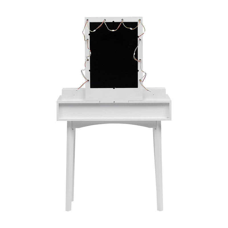 Livingandhome MDF Vanity Table with Storage Drawers and Padded Stool