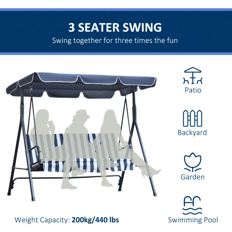 Outsunny Swing Seat 3 Seater - Blue