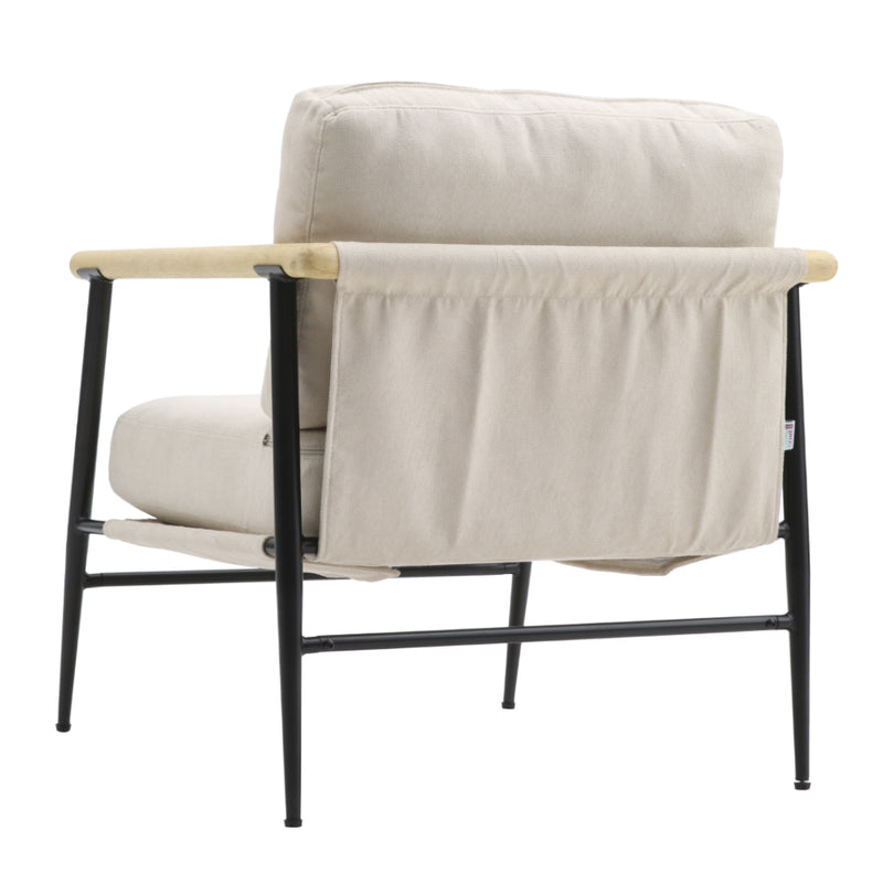 Livingandhome Metal and Wood Frame Linen Armchair